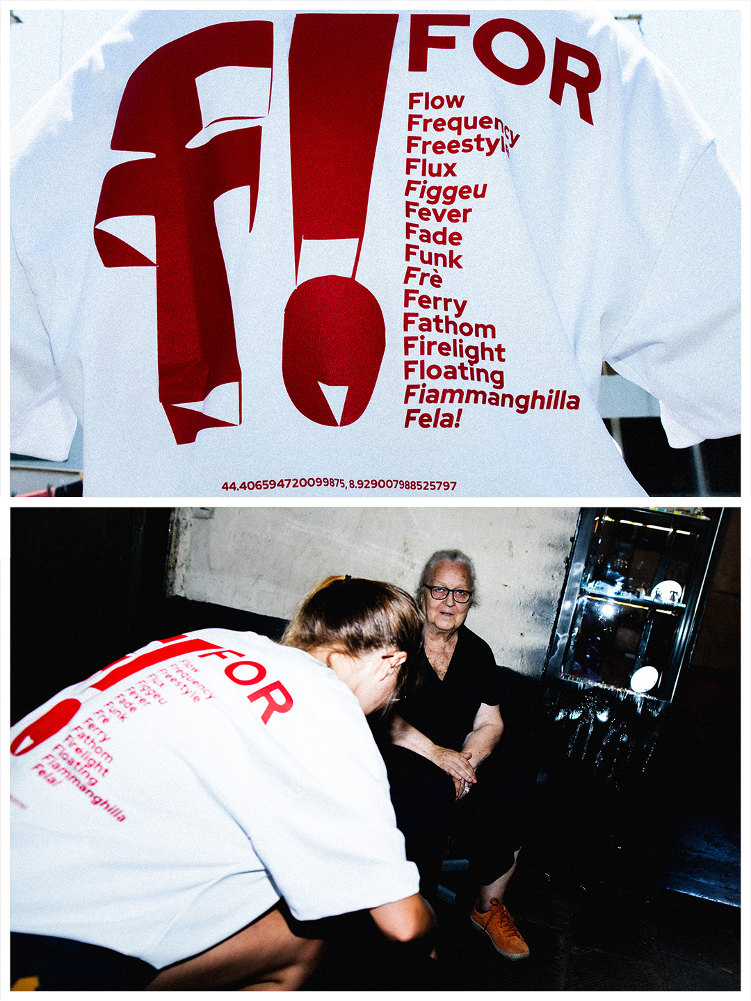 Dettaglio della grafica rossa F-Shirt